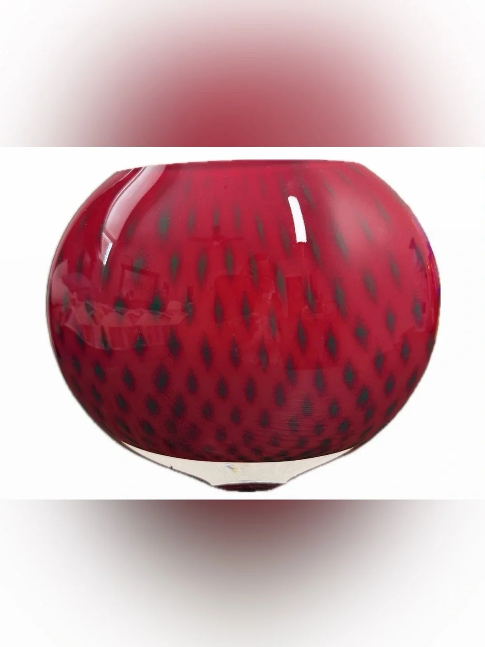Lava 7” moon vase Red Hand-Blown Art Glass Vase -Poland